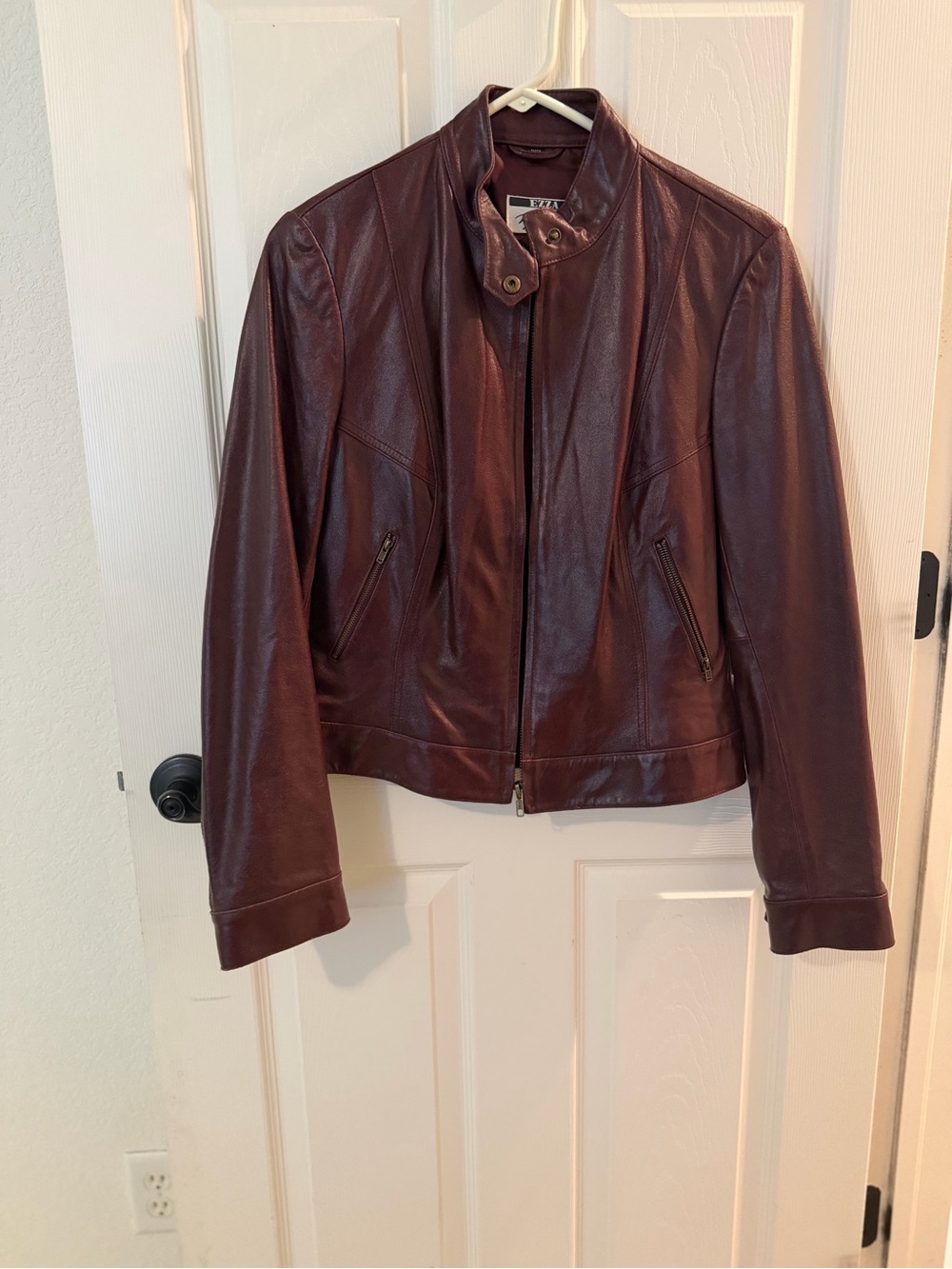 Michael Hoban Deep Wine Leather Zip Jacket